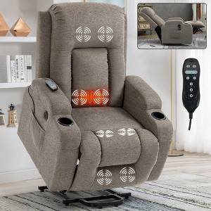 Infinite Position Power Lift Recliner Chair with Massage, Lumbar Heating, USB Charging Port and Cup Holders - 1 of 4