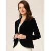 INSPIRE CHIC Women's Notched Lapel Long Sleeve Office Button Velvet Suit Blazer - 2 of 4