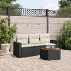 vidaXL 4 Piece Patio Sofa Set with Cushions - Black and Cream - 2 of 4