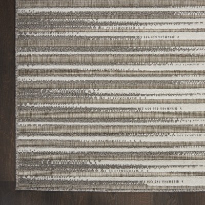 Calobra Light Grey Striped 4' x 6' Hand-Knotted Synthetic Rug