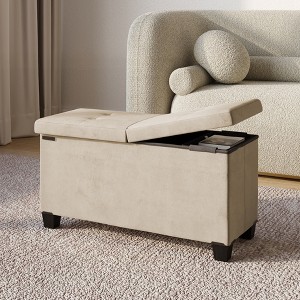 StorageBud Storage Ottoman for Bedroom End of Bed, Velvet Storage Bench, Large Storage Ottoman Bench, Entryway Bench with Storage - 1 of 4