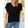 Womens V Neck Summer Pullover Sweater Vests Cap Sleeve Tops Casual Loose Fit Lightweight Knit Vest Tops - 3 of 4