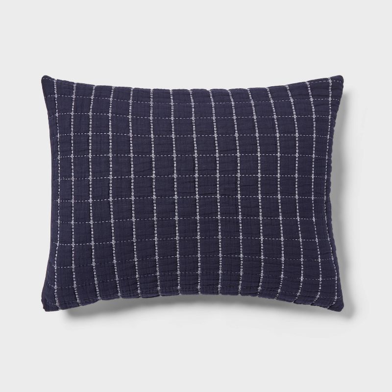 Yarn Dye Crinkle Grid Quilt Sham - Threshold™, 1 of 7