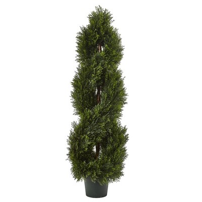 Double Pond Cypress 4'H Spiral Topiary UV Resistant with 1036 Leaves (Indoor/Outdoor) - Nearly Natural