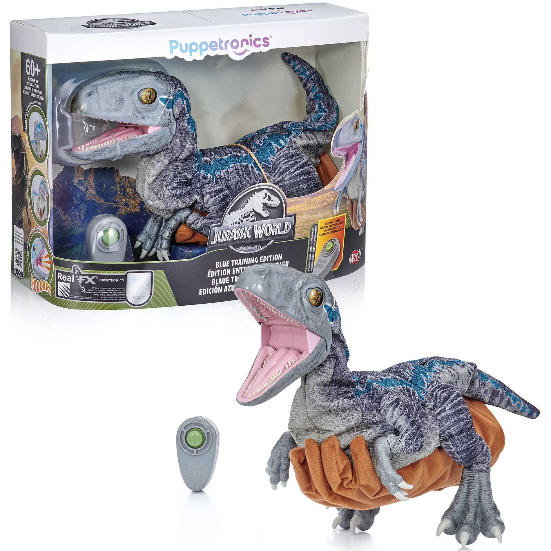 WOW! STUFF: Jurassic World Blue Training Edition Puppetronic by RealFX, Ages 8+