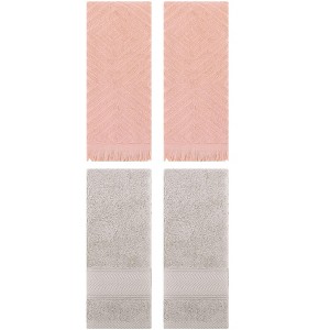 REGALWOVEN 4 Pcs Bathroom Decorative Cotton Soft Absorbent Sold Striped Hand Towel - 1 of 4