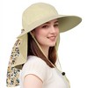 Tirrinia Women's Wide Brim Sun Hat with Floral Scarf, Foldable UV 50+ Protection Sun Cap for Outdoor Garden Beach Hiking Travel, Summer Essentials - 2 of 4