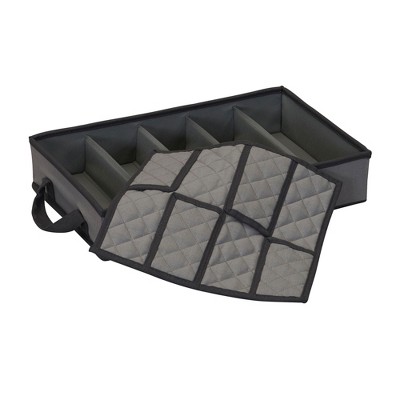 Gray Canvas Flatware Storage Chest with Window and Pouch