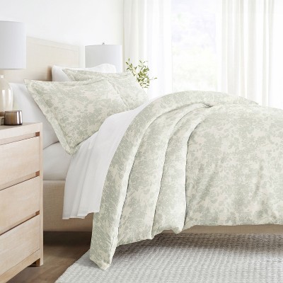 Weathered Floral 3PC Duvet Cover Set - Soft Microfiber, Zippered Closure, Easy Care - Becky Cameron