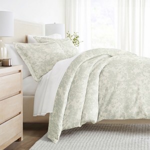 Weathered Floral 3PC Duvet Cover Set - Soft Microfiber, Zippered Closure, Easy Care - Becky Cameron - 1 of 4