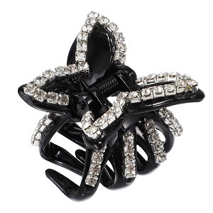 Unique Bargains Women's Classic Bow Rhinestones Hair Clips 1.42"x1.18"x1.02" Black 1 Pc - 1 of 4
