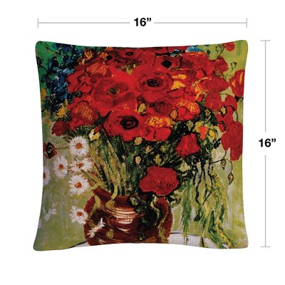 Vincent van Gogh Floral Microfiber Throw Pillow 16 x 16