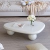 Modern Curved Triangular Coffee Table with 3 Ball Legs, High-Quality Accent Center Table for Living Room or Small Spaces – The Pop Home - 3 of 4