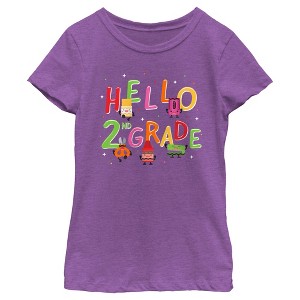 Girl's Crayola Hello 2nd Grade  T-Shirt - Purple Berry - Large - 1 of 4