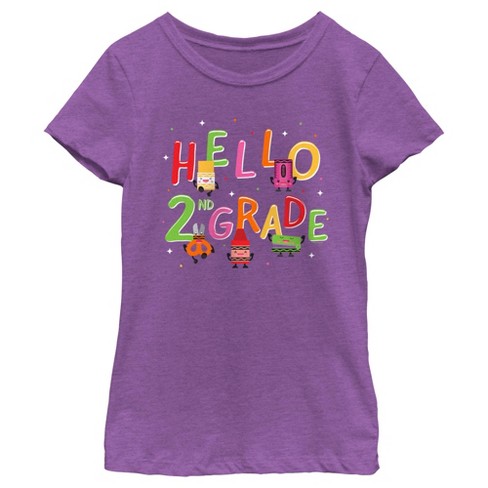 Girl's Crayola Hello 2nd Grade  T-Shirt - Purple Berry - Large - image 1 of 4