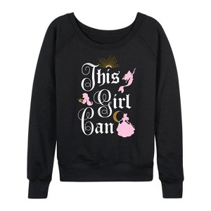 Women's - Disney Princess - This Girl Can Lightweight French Terry Wide Neck Long Sleeve Shirt - 1 of 4