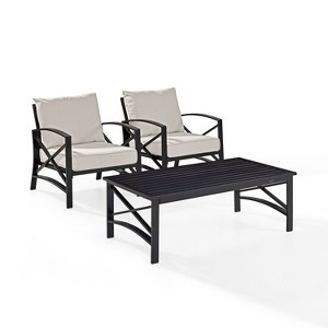 Crosley 3pc Kaplan Steel Outdoor Patio Small Space Chat Set - 1 of 4
