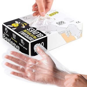 Beeleeve 3x500-Box Disposable Plastic Poly Gloves -1500 Pcs, Clear - 1 of 4