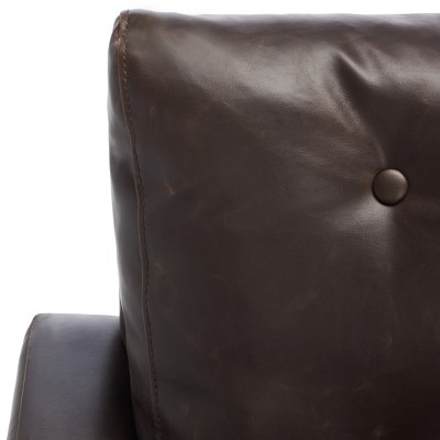 Antique Brown Faux Leather Lawson Accent Chair with Birch Wood Legs