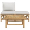 vidaXL Bamboo 3 Piece Patio Furniture Set - Light Gray Cushions - Garden/Patio Lounge Sofa, Footstool & Table - 3 of 4