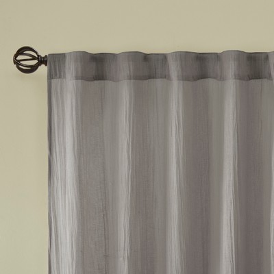 Gray Sheer Polyester Ground Length Window Drapes