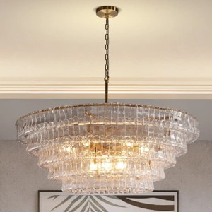 48in 6-Lights 4-Tier Large Oval Clear Glass Kitchen Island Chandelier - 1 of 4