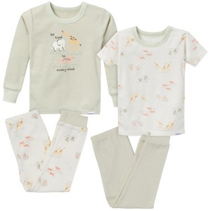 Gerber Toddler Gender Neutral Long and Short Sleeve Pajamas Set, 4 Piece Set - 1 of 4