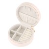 REGALWOVEN PU Leather Mini Portable Compact Round Jewelry Box Display Holder - 3 of 4