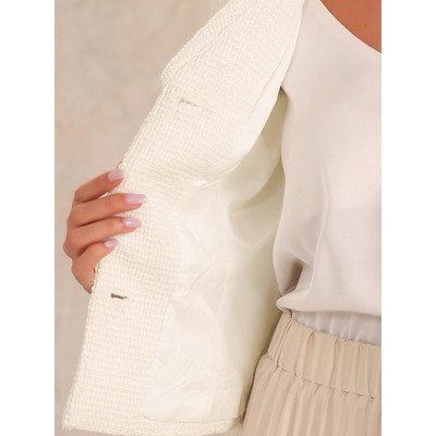 Allegra K Women's Lapel Collar Long Sleeve Blazer Jackets Medium White — фото 5