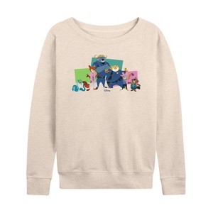 Women's - Zootopia 2 - Nick, Judy, And Friends Lightweight French Terry Wide Neck Long Sleeve Graphic Shirt - 1 of 4
