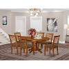 7-Piece Oval Saddle Brown Finish Solid Wood Top Dining Table with 6-Chairs with - 2 of 4