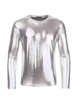 Metallic silver 2024 mens shirt