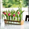 Le'raze Beautiful Glass Flower Vase with Wooden Plant Stand & 6 Bud Vases - 4 of 4