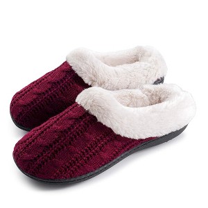 Roxoni Women's Slippers Cable Knit Super Cozy Comfort Clog - 1 of 4