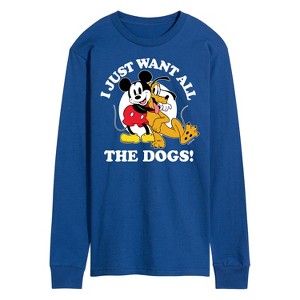 Men's - Disney - I Just Want All The Dogs Long Sleeve Graphic T-Shirt - 1 of 4