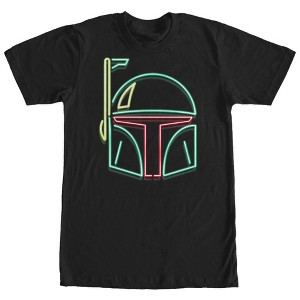 Men's Star Wars Boba Fett Neon Sign Helmet T-Shirt - 1 of 4