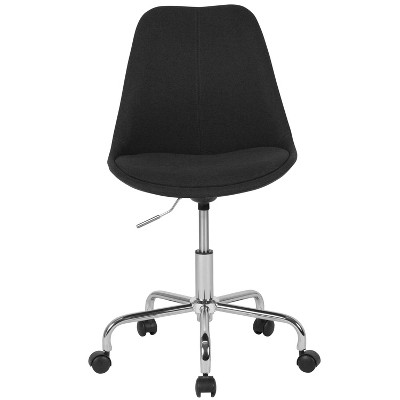 Mid-Back Black Fabric Swivel Task Chair with Chrome Base