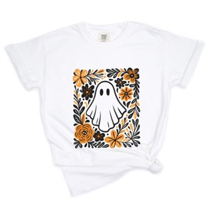Ghost Floral Orange - Womens Garment Dyed Tee - 1 of 3
