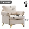 Bestier Ivory Linen Arm Chair Tufted Cushion Accent Chair with Lumbar Pillow - 4 of 4