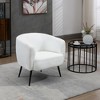 HOMCOM Teddy Fleece Fabric Accent Chair, Mid Century Modern Barrel Armchair with Metal Legs and Soft Padding for Living Room, Cream - 2 of 4