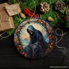 Ethereal Revenant: Halloween Angel of Death Stained Glass Style Ceramic Ornament, Halloween Themed Christmas Gift| OrnamentallyYou - 4 of 4