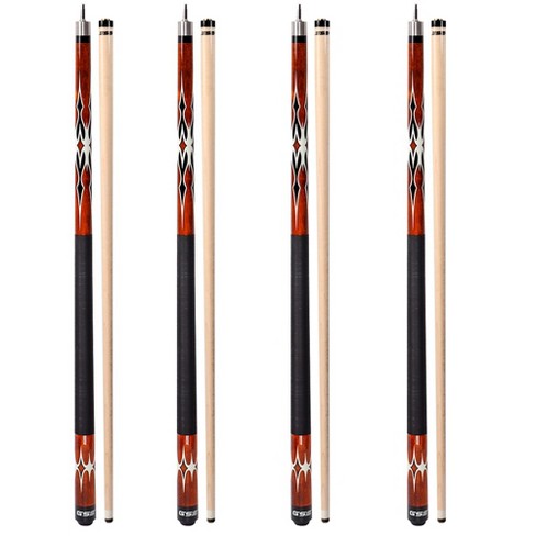 4-Pack Pool Cues Set - 58 Inch Canadian Maple Billiard Sticks 18-21oz