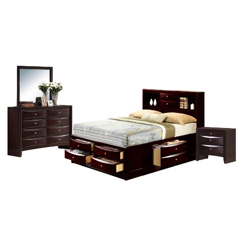 Madison Storage 4pc Bedroom Set Mahogany Picket House Furnishings