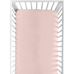 Sweet Jojo Designs Girl Baby Fitted Crib Sheet Peony Floral Garden Collection Solid Blush Pink - 1 of 4
