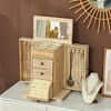 HOMCOM 4-Tier Wooden Jewelry Box for Women, Large Jewelry Organizer with Mirror and 2 Drawers for Rings Earrings Necklaces Bracelets, Brown - 2 of 4