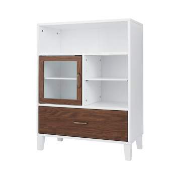 Teamson Home Tyler Two Tone Modern Wooden Floor Storage Cabinet Walnut/White - Elegant Home Fashions