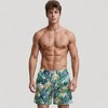 Anna-Kaci Swim Men's Tropical Leaf and Floral Print Swim Trunks with Quick-Dry Fabric and Drawstring Waist for Vibrant Beach Style - 2 of 4