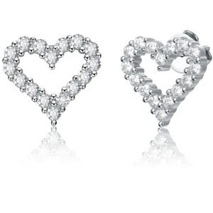 Guili 1ctw Romantic French Pave Heart Halo Stud Earrings with Lab-Created Moissanite – Elegant and Sparkling Design - 1 of 3