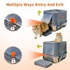 Artloge Extra Large Enclosed Stainless Steel Cat Litter Box High Side Leak-Proof Pet Cat Toilet Front Entry Top Exit Box with Pedal Mat & Tray & Scoop - 4 of 4