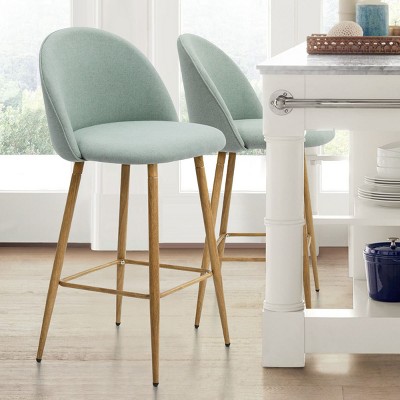 26" Lola Upholstered Counter Bar Stools with Oak Grain Leg (Set Of 2 ) for Dining Room, Kitchen Island - The Pop Home